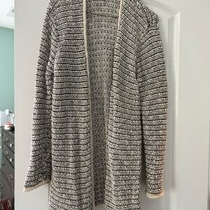 L.L. Bean Black and Cream Knit Cardigan